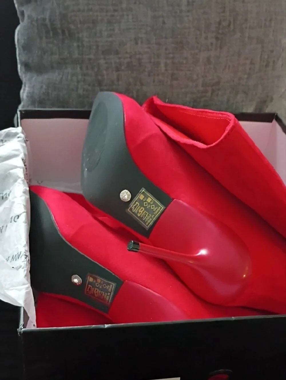 Red Suede Pointed-Toe Stiletto Mid-Calf Boots